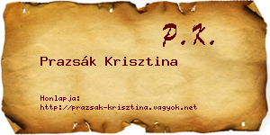Prazsák Krisztina névjegykártya